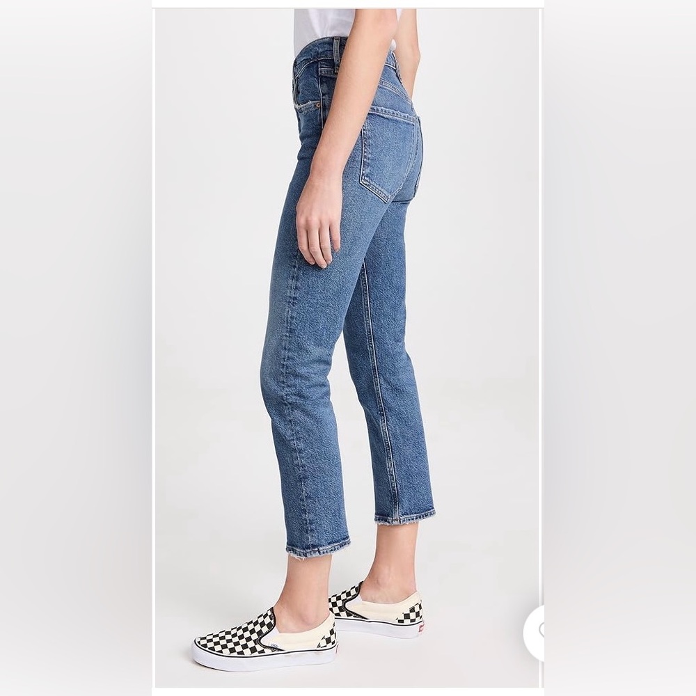 Agolde Riley High Rise Straight Crop Jeans, Size 27, Silence
